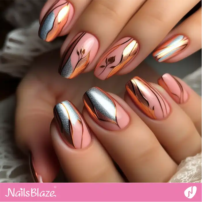 Peach Fuzz Nails with Foil Design | Color of the Year 2024 - NB1727